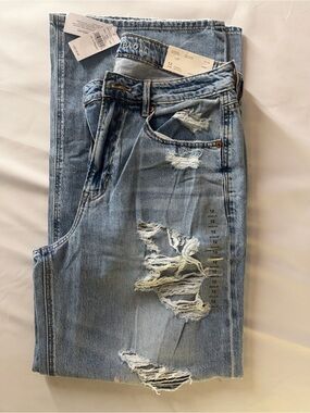 American Eagle NWT Skater Jeans Brilliant Blue Distressed Size 12 31W